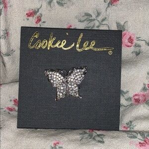 Rhinestone Butterfly Pin by Cookie Lee